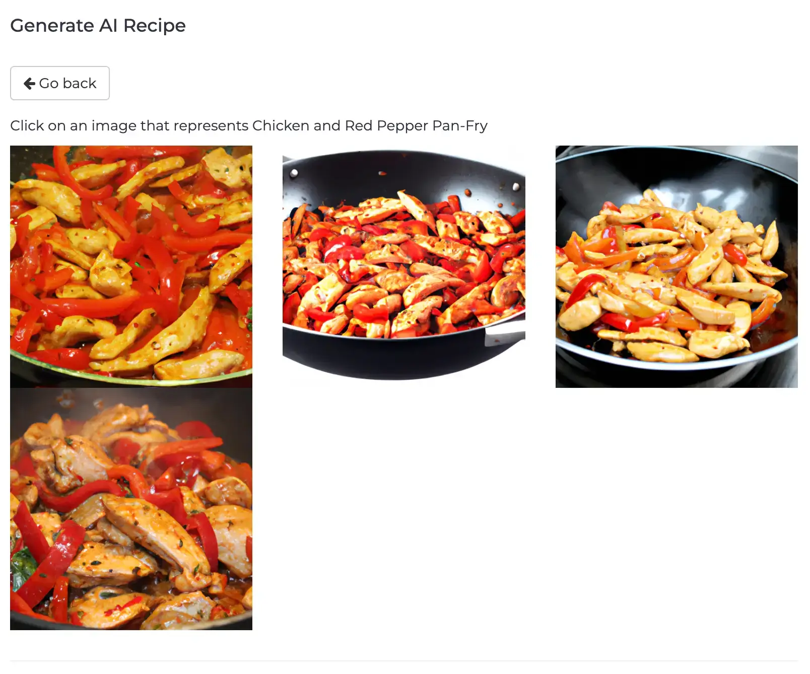 Select AI generated recipe image